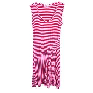 Max Studio Womens Red and White Knit Fit and Flare Dress Size M Coastal